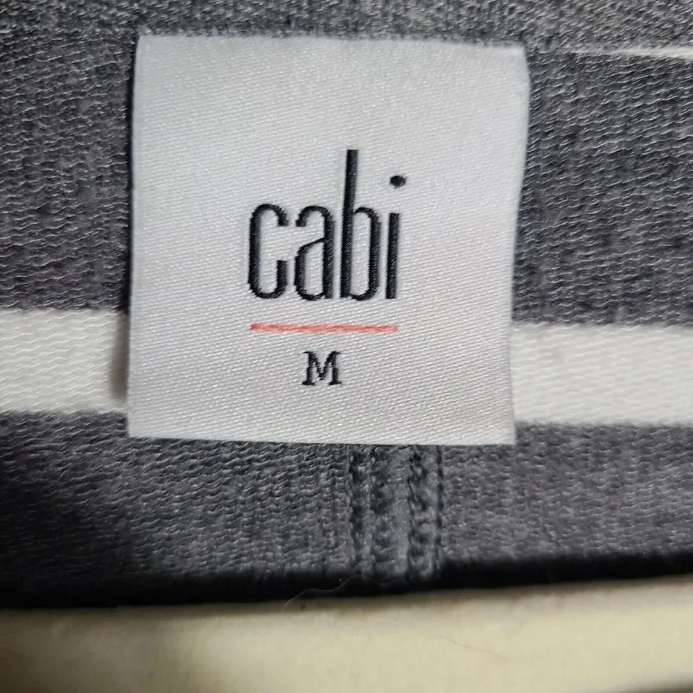 CAbi Size Medium Windward Striped Hooded Sweatshirt‎ Hoodie Gray White Nautical